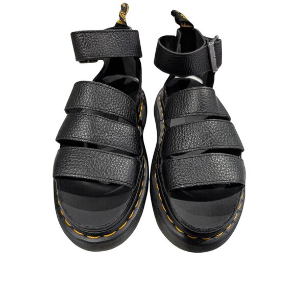 Dr. Martens Clarissa II Quad Womens 6 Leather Platform Black Buckle Sandals NWOB - Picture 1 of 9